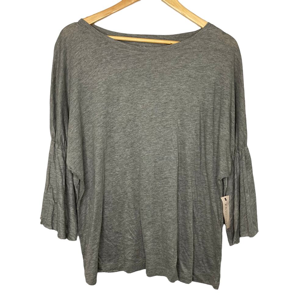 Philosophy Republic Clothing Gray Cotton/Modal 3/4 Bell Sleeves Blouse Small